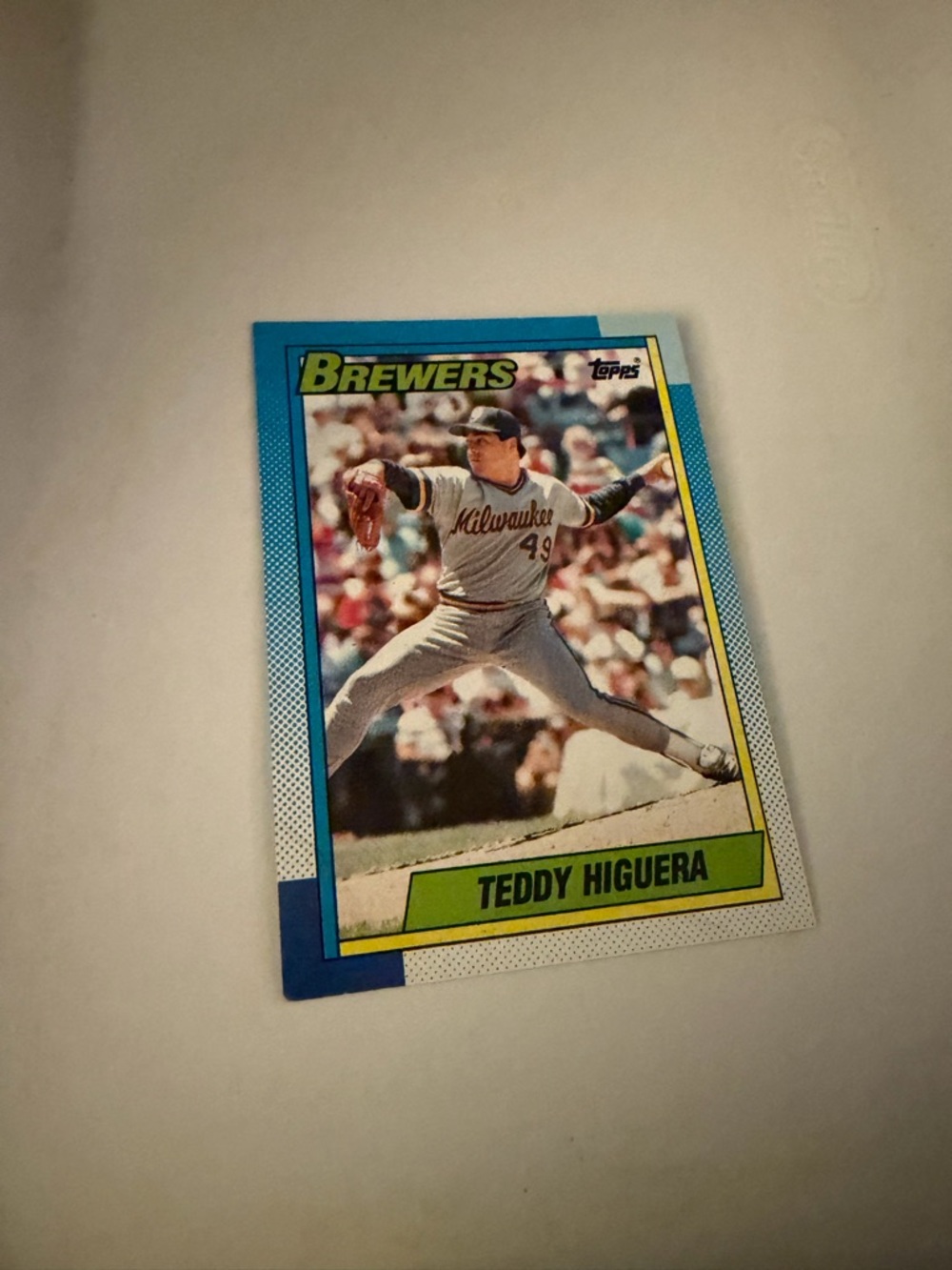 1990 topps Teddy higuera brewers baseball card